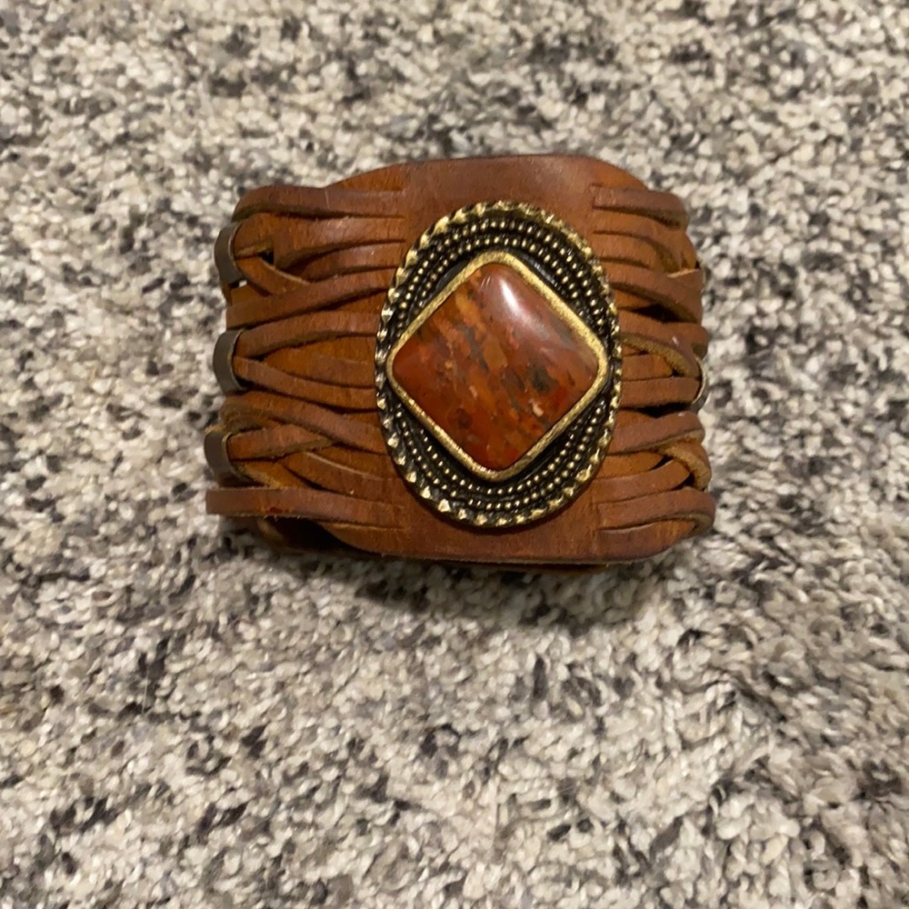 Leather Rock Bracelet